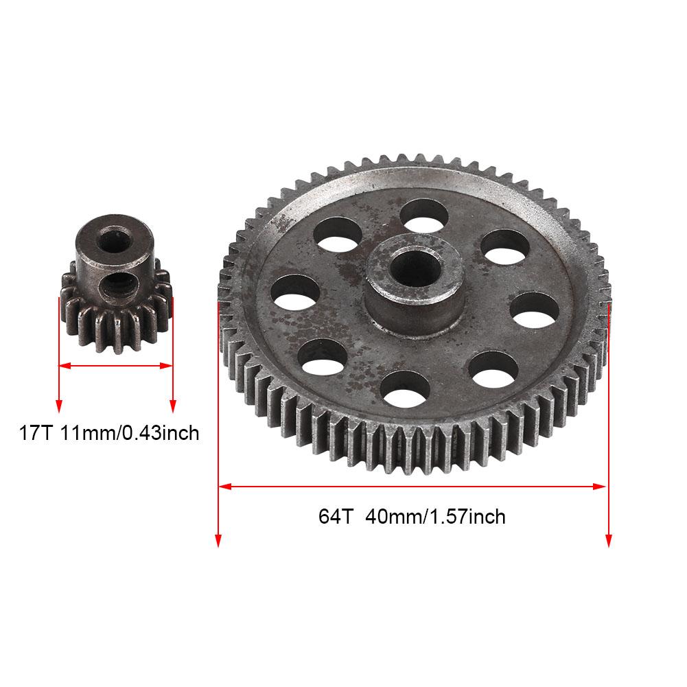 Combo Gears RC Car Diff.Main Gear   Motor Pinion Gear Set for HSP 1 10 RC Truck (64t   17T)