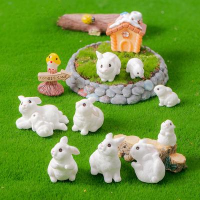 Cute Cartoon Rabbit Resin Ornaments Home Decoration Kawaii Animal Bunny Room Desk Decoration Miniature Figurine Gift Crafts