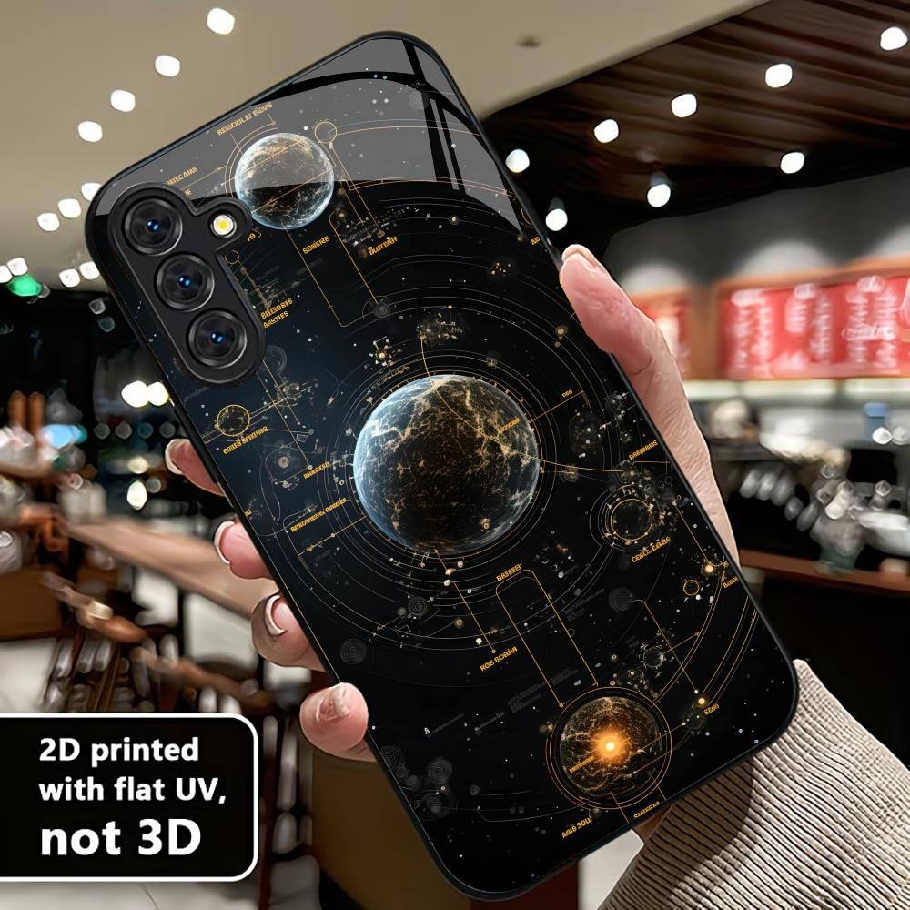 Planeten Schutzhülle Exquisite High-End Handyhülle Glas TPU Handyhülle für Samsung Galaxy S26 S25 S24 S23 S22 S21 FE, Ultra, Plus