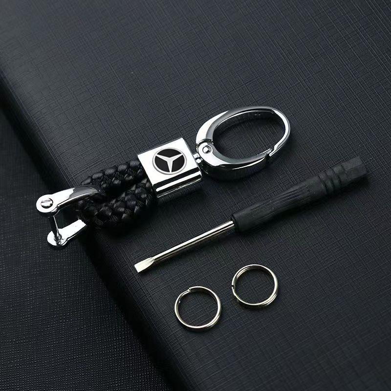 AABGT1 car inspection sticker Leather Rope for Mercedes Benz MB B/C/E Class A C200L GLC GLK CLA Hand Braided Horseshoe Buckle