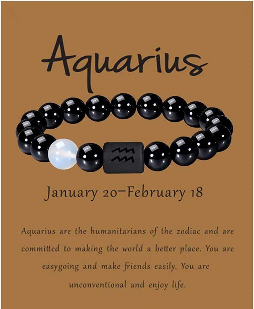 Twelve Constellations Obsidian Tiger's Eye Beaded Bracelet with Elastic Cord