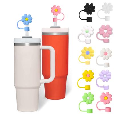 Silicone Straw Cap 10mm/0.4in Flower Shape Dust-Proof Insect-Proof Reusable Straw Tips Lids Funny Cartoon Tumbler Straw Topper Accessories
