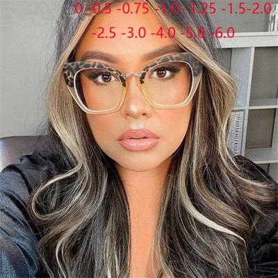 Big Frame Women Anti Blue Rays Prescription Glasses for The Nearsighted Cat Eye Short -Sight Eyewear Diopter 0 -0 .5 -0 .75 To -6 .0