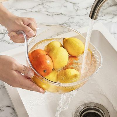 Cesto per Scolatura Riso Trasparente Plastica per Alimenti Cesto Lavaggio Riso Verdure Frutta con Manico Ergonomico Sollevamento Facile Lavatrice Riso