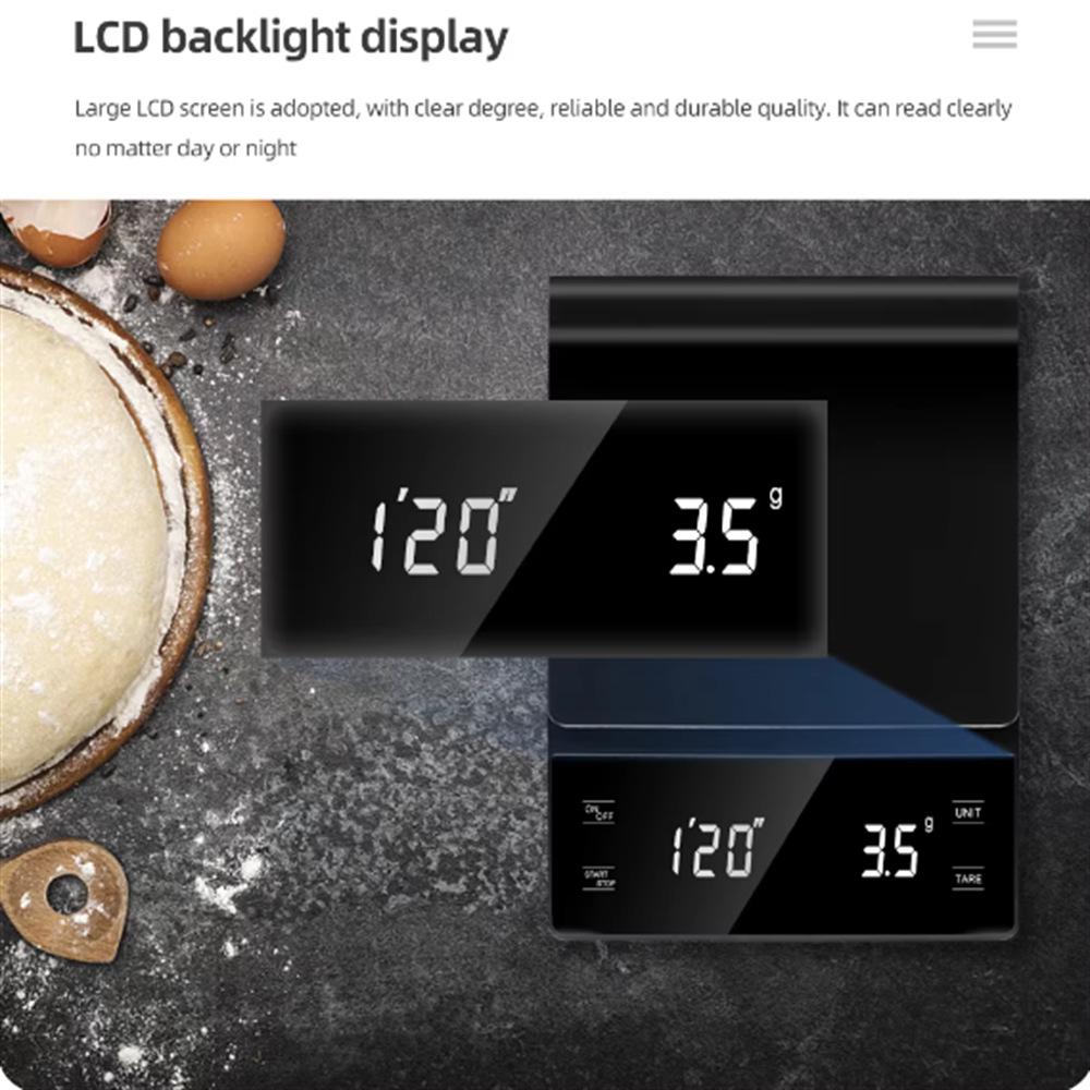 Luxury Touch Screen Pour-Over Coffee Scale with Timer, 3KG Capacity for Precision Brewing and Baking