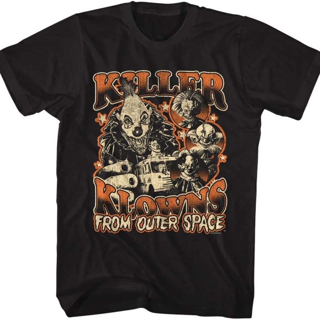 American Classics Killer Klowns from Outer Space Movie Halloween Klowns Mens Short Sleeve Vintage Style Graphic T-Shirt - Black, XX-Large