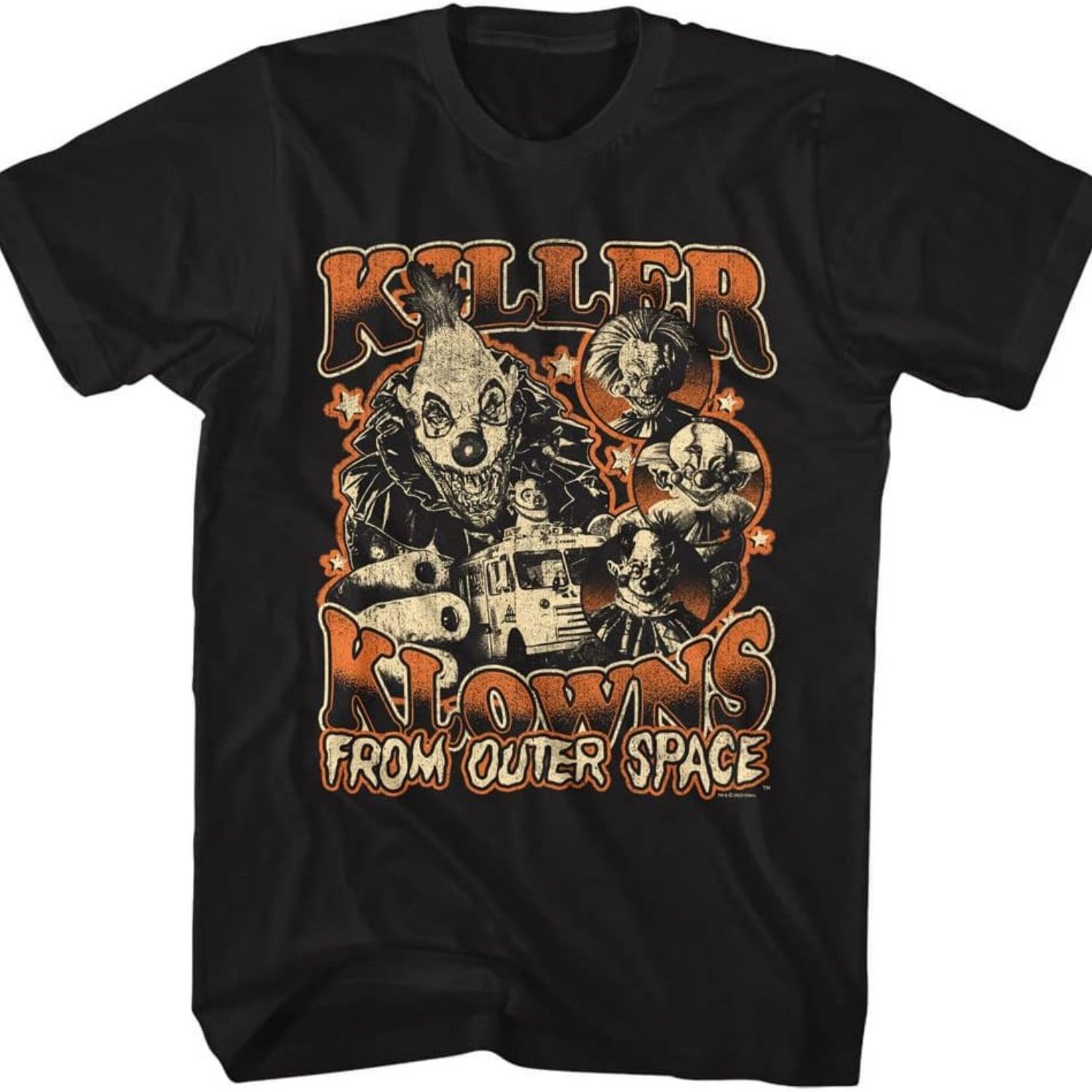

Американская классика Killer Klowns from Outer Space Movie Хэллоуин Клоуны Мужская футболка с коротким рукавом в винтажном стиле с графикой - Черный, XX-Large XXXXXL чёрный