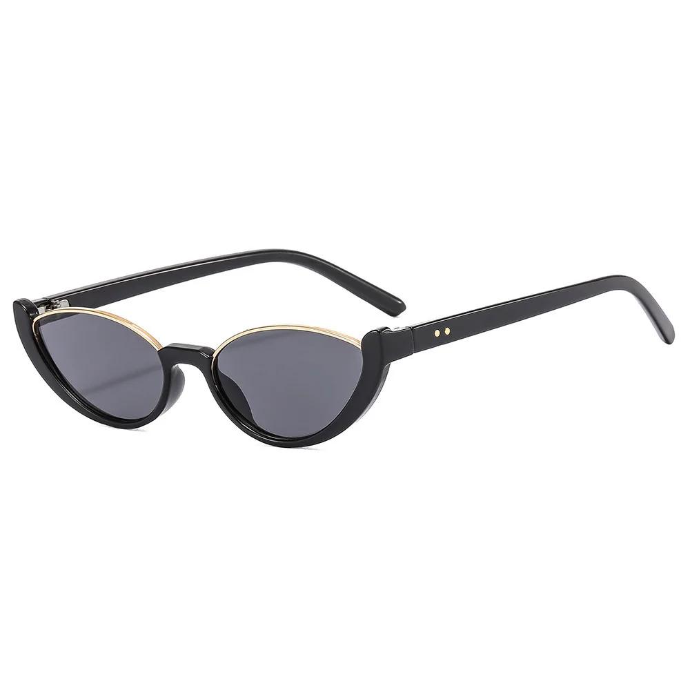 

Latest Stylish Cat Eye Sun Glasses For Ladies Semi-Rimless Alloy Frame Color Lens Luxury Beach Casual Style Outdoor UV400 Sun Glasses as picture