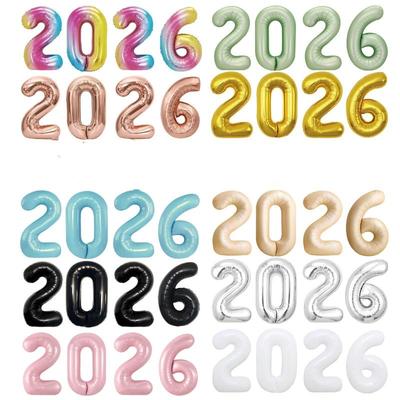 2026 Zahlen Folienballons Frohes Silvester Party Dekoration Fotoautomaten Requisiten Zubehör Weihnachten Heimdeko Navidad 2026