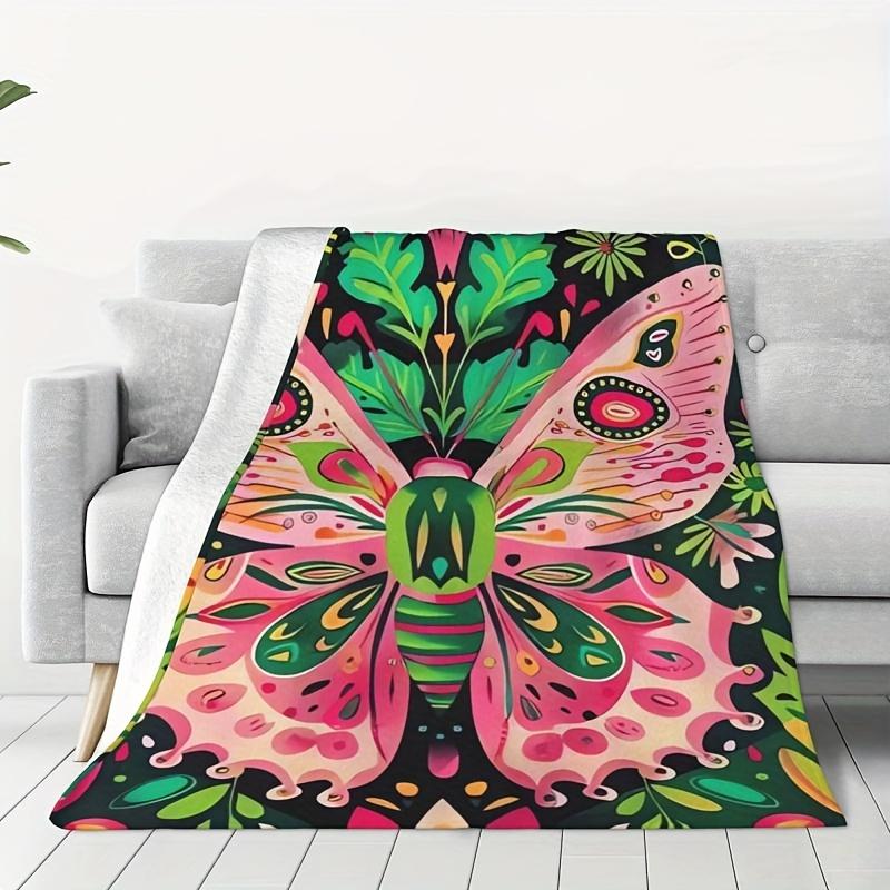 Colorful butterfly-themed pattern Flannel printed blanket suitable for all seasons suitable for living room office sofa travel