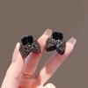 Light Luxury Black Bow Sparkling Diamond Hair Grab Retro Shiny Women's Daily Styling Fashionable Versatile Decorative Headwear