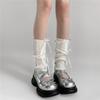 Sweet Sock-style Women's Bow Mid-calf Socks Women's Knitted Half-calf Leg Covers Grey Pile Socks