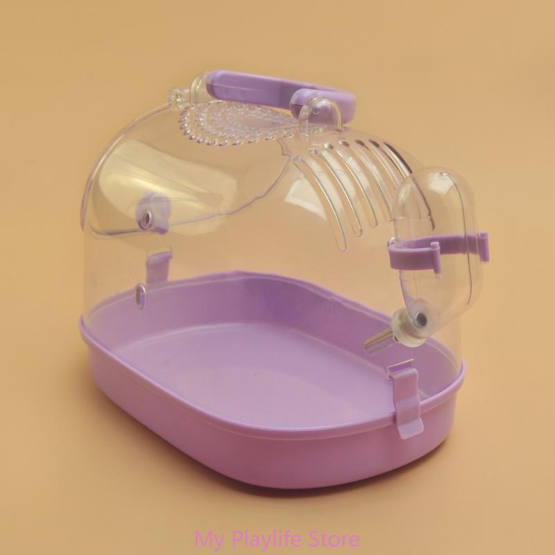 Small Pet Box for Hamster Carry Cage Small Animals Travel Box with Water Bottle Guinea Pigs Pet Transport Carry Case