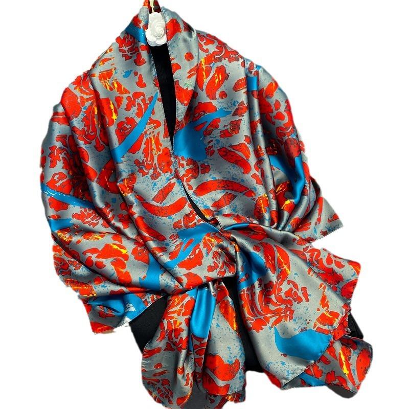 New Sunscreen Scarf for Women New Silk Satin Versatile Summer Sunscreen Silk Scarf Mother's Day Gift