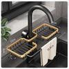Kitchen Faucet Storage Rack, Sponge Soap Drainage Storage Rack, Hanging Sink Storage Rack with Towel Bar