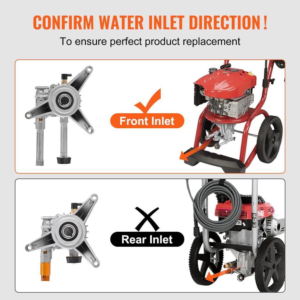 VEVOR Pressure Washer Pump, 22mm(7/8") Shaft Vertical, 214 Bar(3100 PSI), 9.5 L/min(2.5GPM), Replacement Power Washer Pumps Kit with 5 Nozzles