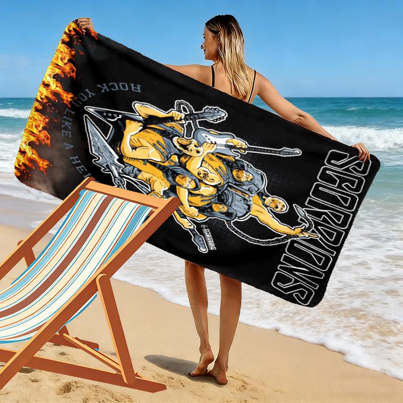 Scorpions Band Print Beach Towel, Large Soft Quick Dry Towel for Beach Camping Swimming