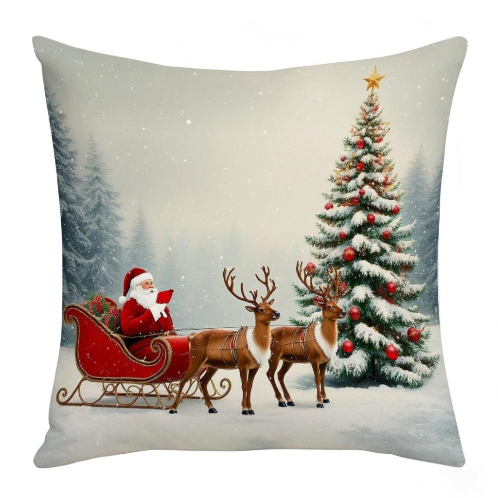 Christmas Snowman Elk Elements Pillow Print Festive Decoration Sofa Atmosphere Decorative Lumbar Cushion Pillow