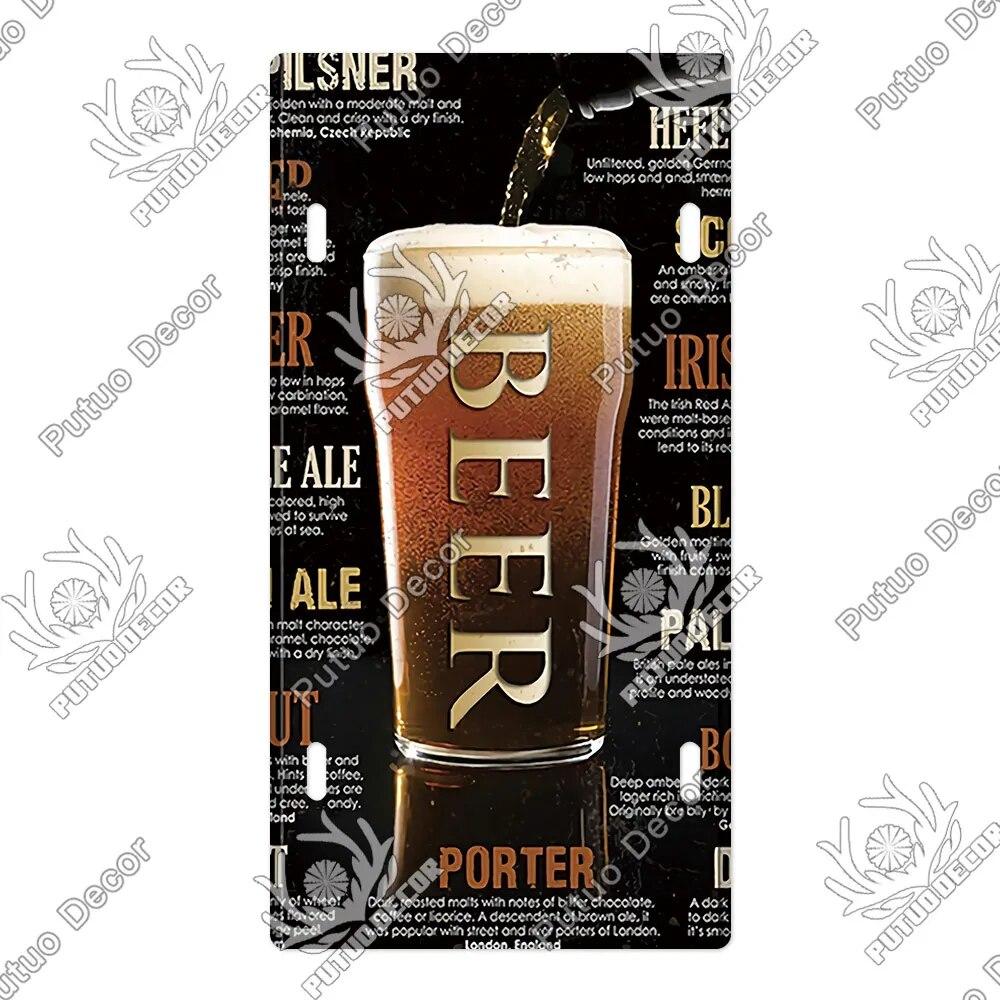 Placa de metal para coquetel Putuo Decor Placa de licença Placa de metal Placa de lata vintage Decoração para Pub Bar Sala de estar Porta Clube Decoração