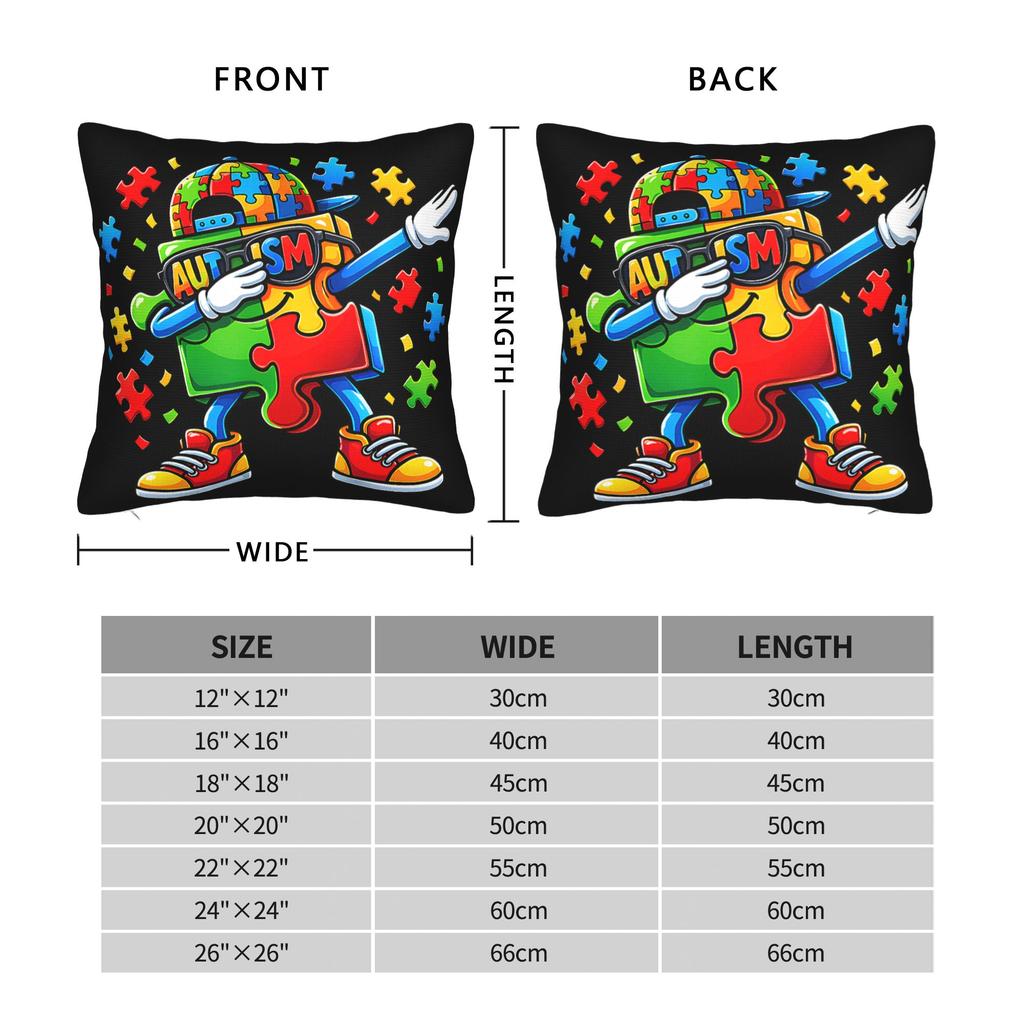 Decorative Pillowcase Dabbing Puzzle Autism Awareness Product Home  Pillow Case Cover Square Multiple Sizes