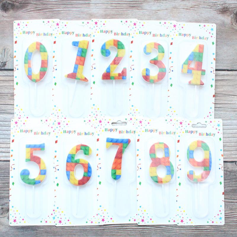 New Product Lego Numbers 0-9 Birthday Cake Candles Children’s Cartoon Building Blocks Theme Party