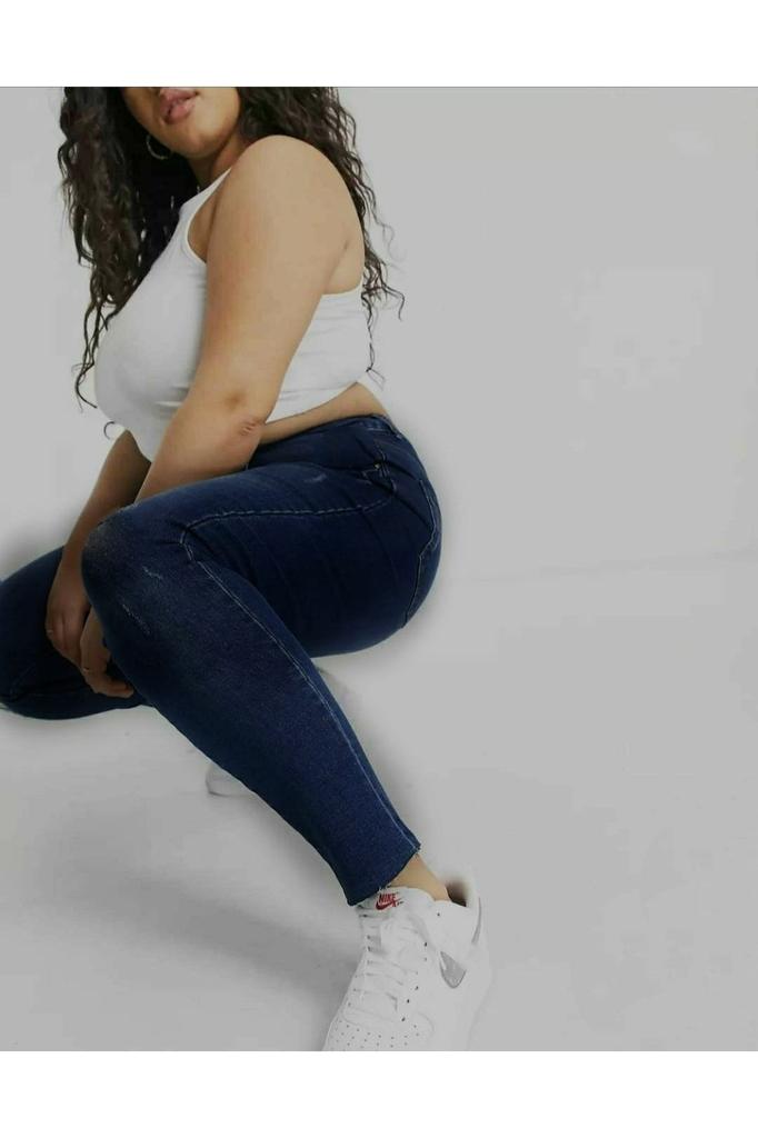 Women's Fashion Big Size jeans Black Plus Size Tight-fitting Jeans (Skinny)