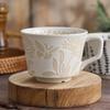 350ML Ceramic Coffee Mug Large Porcelain Tea Mug Leaf Pattern Ceramic Mug Breakfast Milk Juice Cup Home Office Water Cup