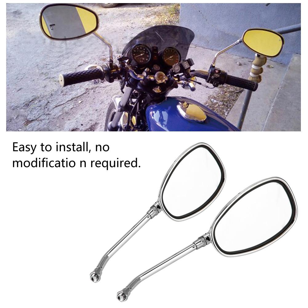 2 pcs Set Motorcycle Black l bar & R Bar Retro Side Rearview Mirror 10mm