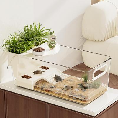Large Capacity Ecological Turtle Breeding & Fish Tank with Landscaping Features