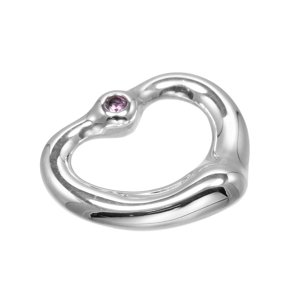 TIFFANY&Co. Open Heart Necklace Silver925/Pink Sapphire 2.1g Women Used