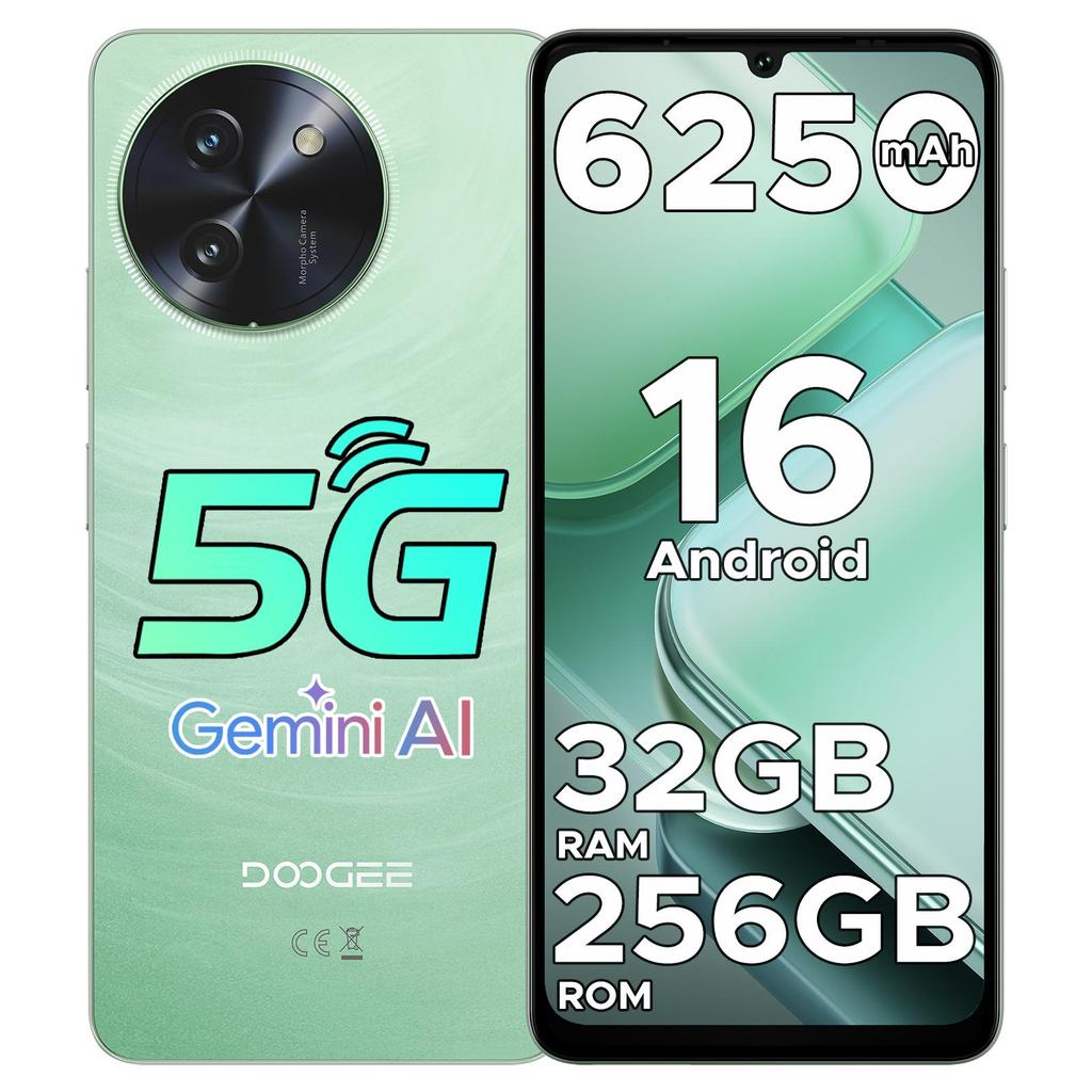 Doogee 5G Mobile Phones NOTE 59 PRO, Android 16 Phone With Gemini AI, Octa Core 2.3GHz, 120Hz 6.75"HD+, 6250mAh, 32GB+256GB/2TB