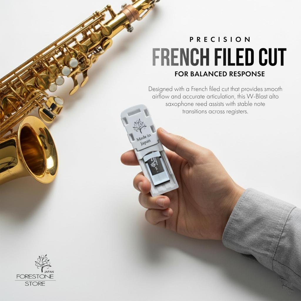 FORESTONE Black Bamboo W-Blast Reed for Tenor Saxophone, Hardness S (Soft), Model FBWTS, Double-Side Blast Finish for Bright Sound