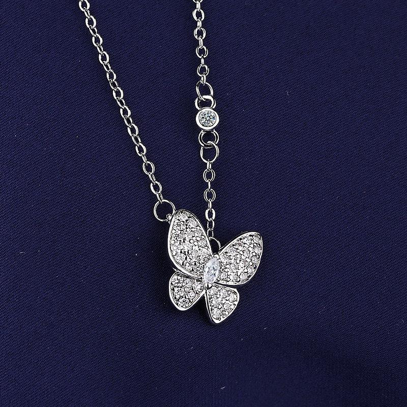 New Fashion 925 Sterling Silver Jewelry Round Zircon Pendants Necklaces Women Fine Semi Rhinestone Circle Clavicle Chain Choker
