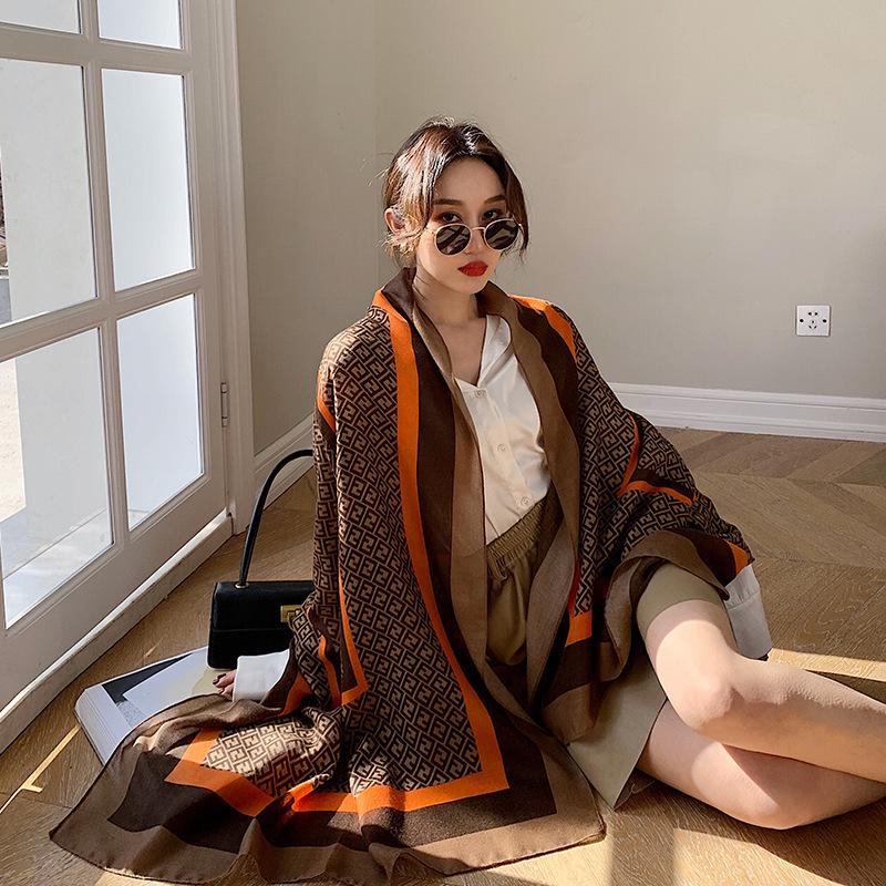 Versatile Women's Korean-Style Silk Scarf: Warm, Dual-Use Shawl for Sun Protection, Perfect for Spring and Autumn.