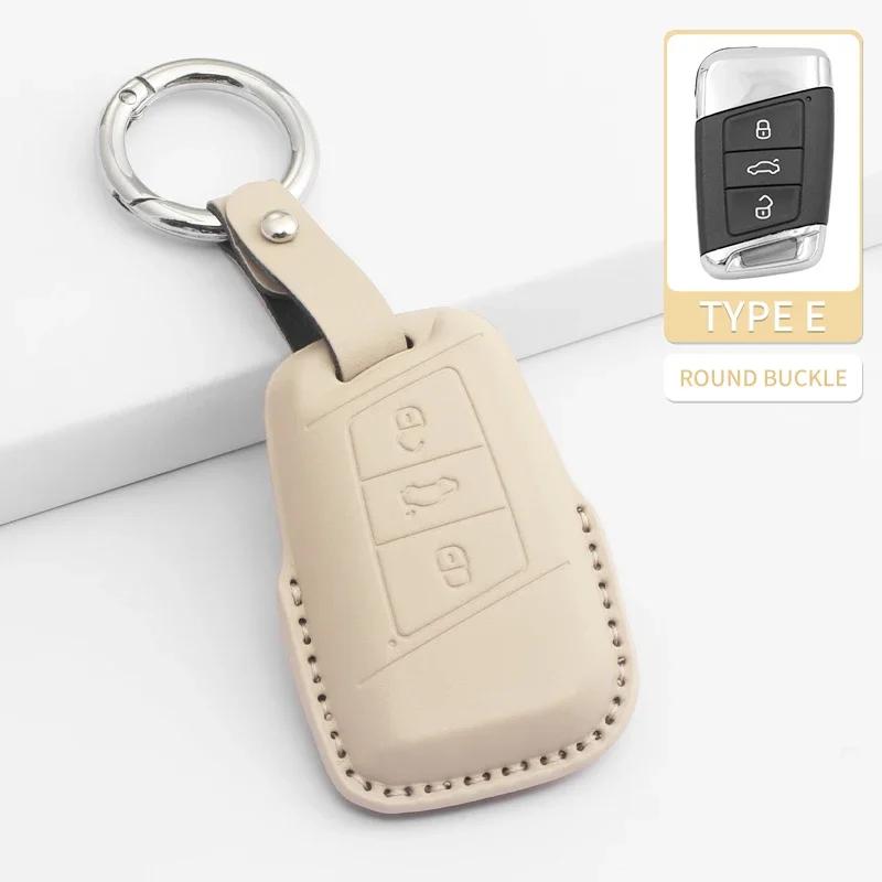 Car Key Cover For VW Volkswagen MK7 Golf 7 Passat Tiguan MK2 For SEAT Ateca Leon FR 2 PU Car Key Protector Shell Accessories