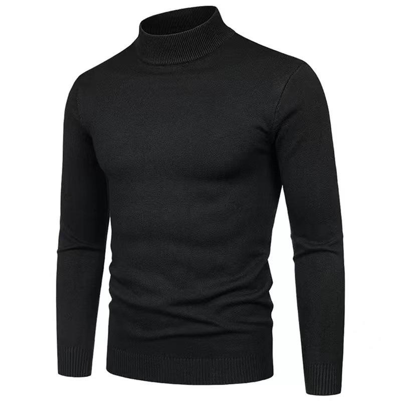 Autumn and Winter Do Not Fade Anti-pilling Core-spun Yarn Solid Color Men's Semi-turtleneck Bottoming Sweater Knitted Sweater