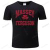 Heren mode T-shirt Massey Ferguson Grijs Verweerd Logo T-shirt Ronde Hals Katoen Basis Kort Gebreide Top Kleding vrouwen