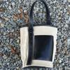 Leather Canvas Bucket Bag / Black