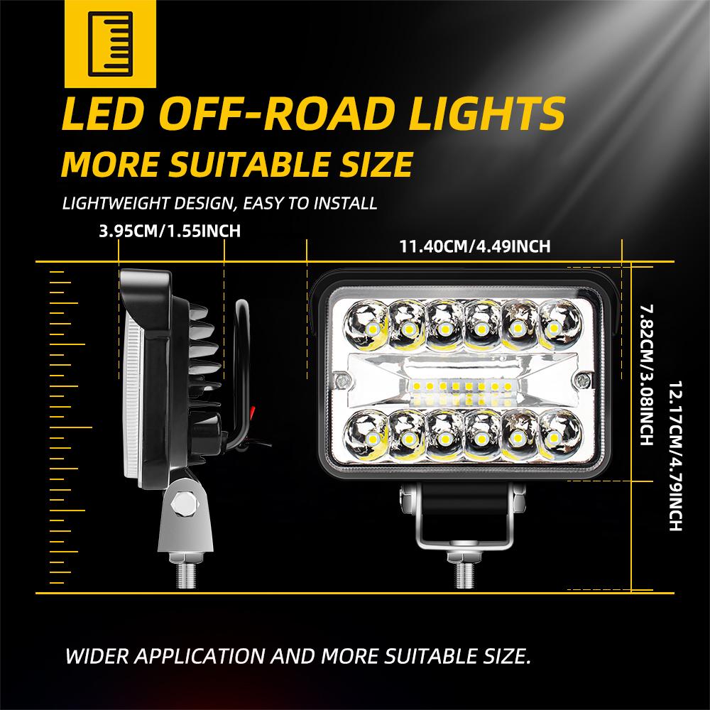 1/2PCS LED Work Light 9-30V Car Headlight Driving Running Light Vehicles Truck Jeep Accessories 20SMD 3030 Chip 60W 3600LM White