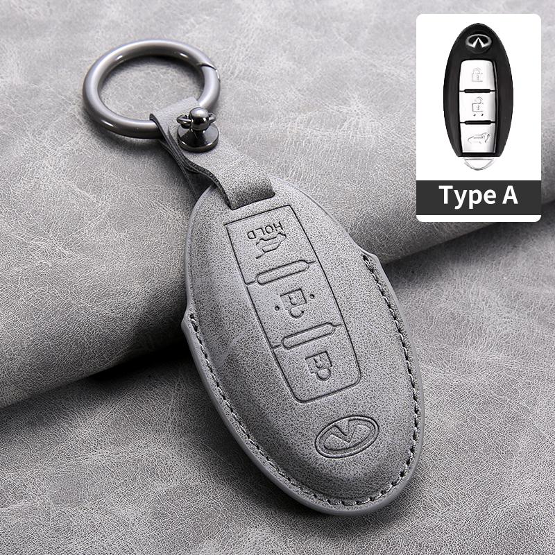 

Leather Car Key Cover Case for Infiniti Q50L QX50 QX60 QX55 Q70 Q70L Q30 QX30 QX70 ESQ XQ80 XQ60 Q60S Car Keyring Key rope
