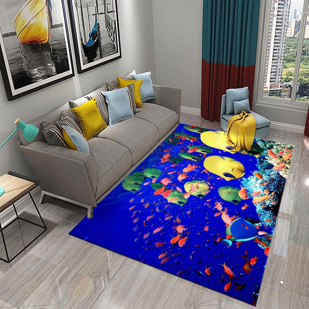 3D Hawaiian Sea Ocean Tropical Fish Carpets for Living Room Fish Animal Rugs Kids Bedroom Carpet Soft Floor Mat Parlor Decor Rug