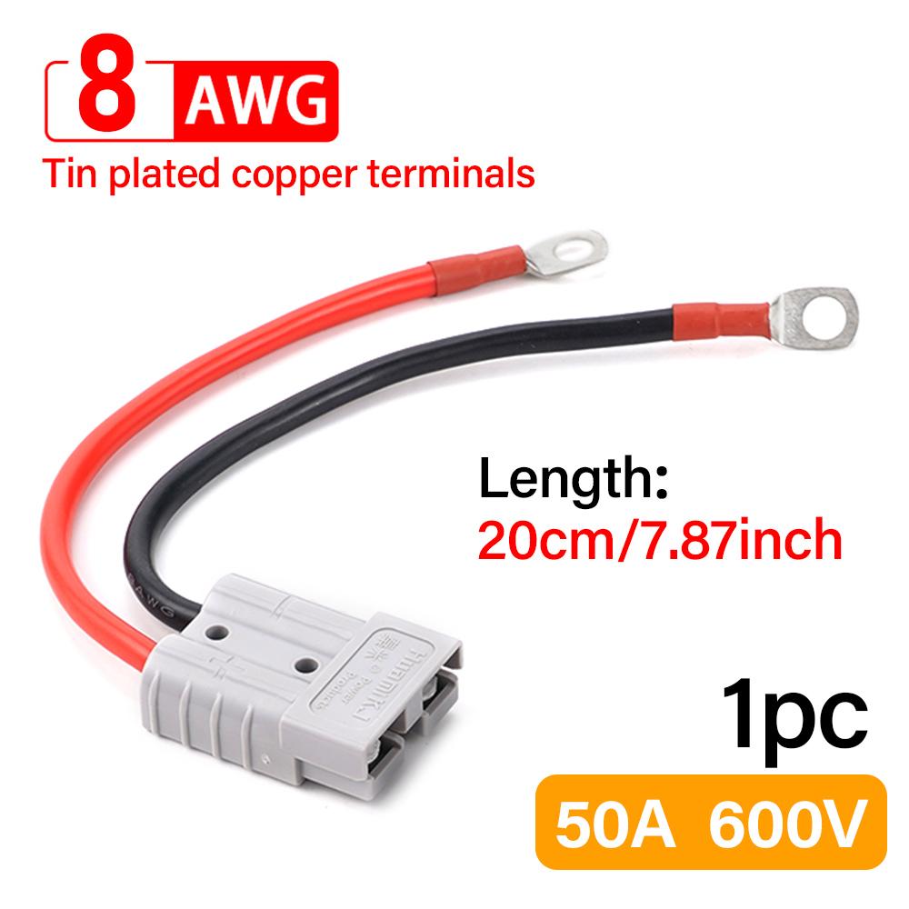 

8AWG 20 см двухполюсные разъемы 50A 600 В с силиконовым кабелем для зарядки аккумулятора электромобиля, комплект высокоточных разъемов