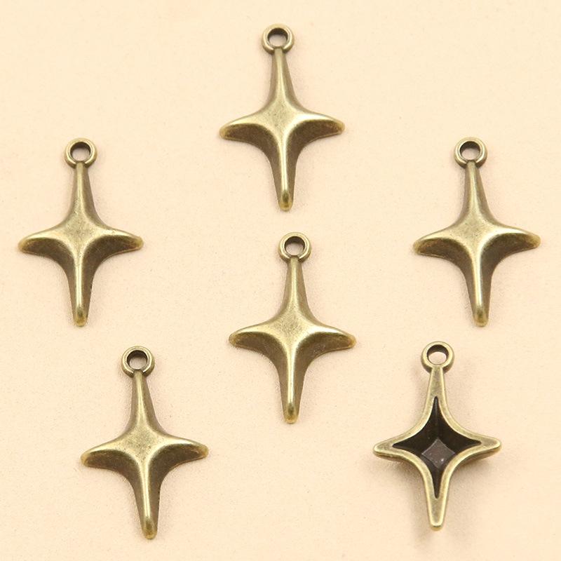 3 Colors 11x19mm DIY Alloy Retro Star Pendant - Handmade Jewelry Charm Accessories