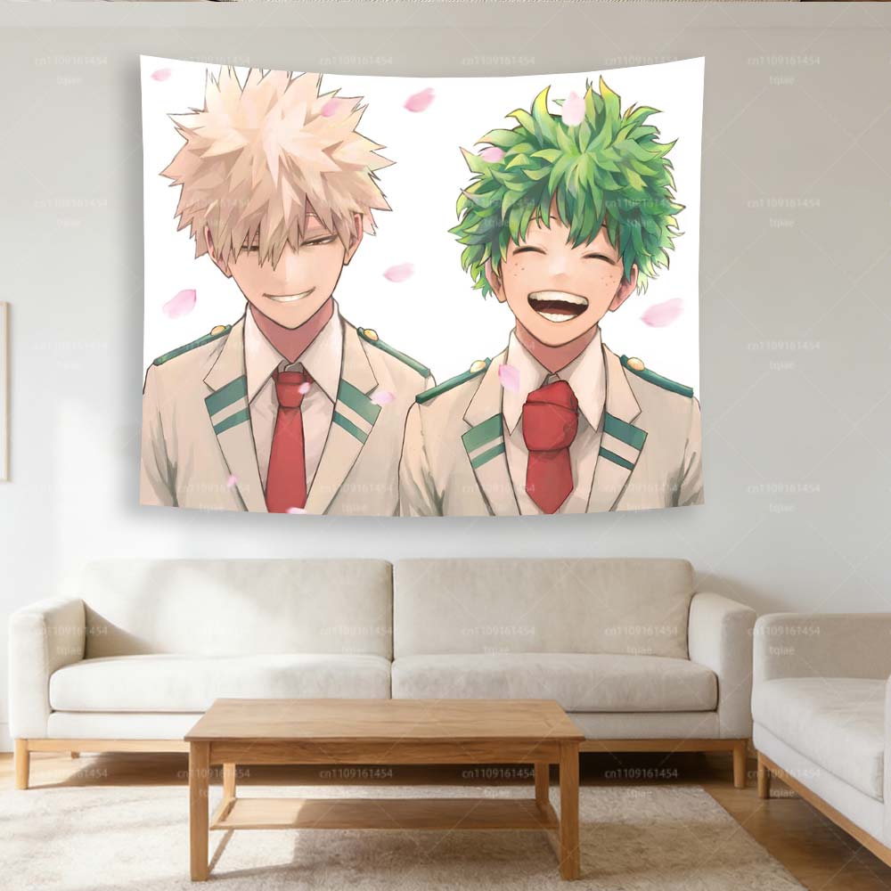 MMidoriya BBakugo CP Anime Tapestry HD Print Wall Hanging for Bedroom Dorm Living Room Home Decor