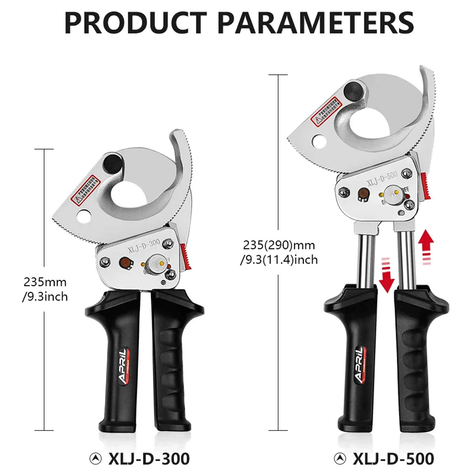 XLJ-D-500 / 300 Ratcheting Cable Cutters, Heavy-Duty Copper Aluminium Armoured Ratcheting Wire Cutting Pliers XLJ-D300