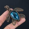 Dazzling Blue Topaz Gemstone Handmade Copper Wire Wrap Jewelry Amazing Turtle Shape Pendant