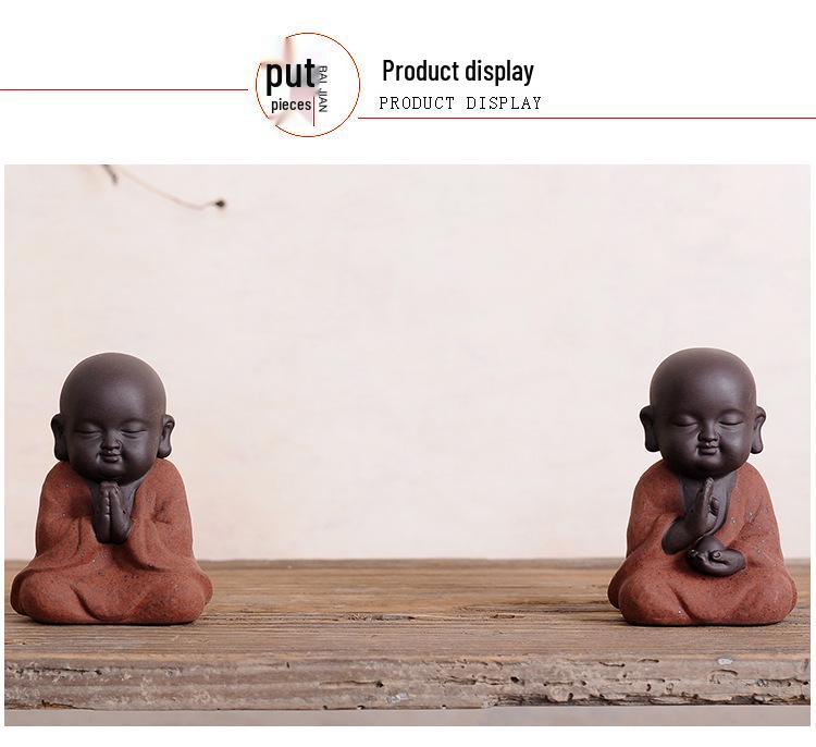 Cute Zen Monk Zisha Clay Tea Pet - Handmade Tea Ceremony Ornament