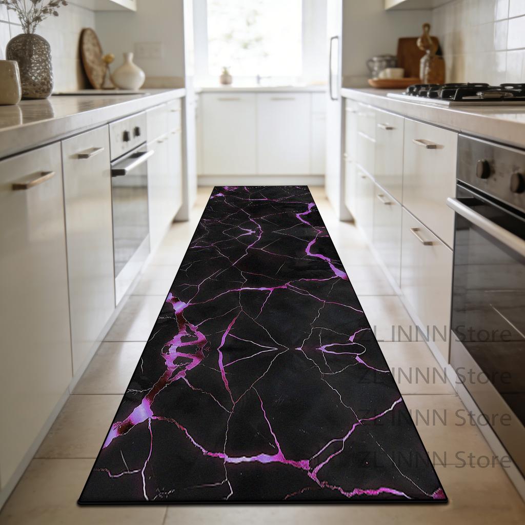 Luxury Marble Style Kitchen Long Carpet Decoration Home Living Room Sofa Area Runner Mat Bedroom Bedside Non-slip Plush Carpet