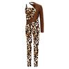 Girls Shiny Rhinestone Printed Gymnastics Jumpsuit Asymmetrical Full Length Bodysuit
