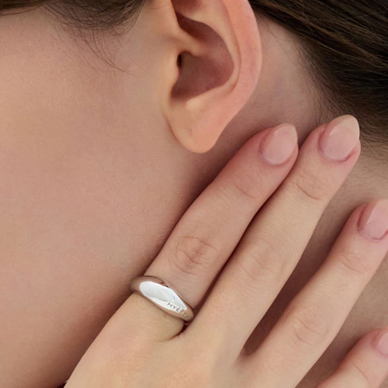 Hyeres-lor Champagne Moon NEW Silver (W) Chunky Ring L HL2R58228W9